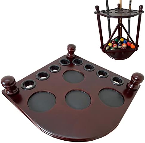 Pool Cue Rack Hold up to 8 Sticks & Billiard Accessories. Floor Stand Pool Cue Stick Holder Made of 100% Solid Hardwood.(Traditional Mahogany) - Image 3
