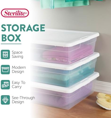 Sterilite 30-Pack Storage Box, Stackable Clear Plastic Bins with Snap-On Lids, 28 Quart - Image 3