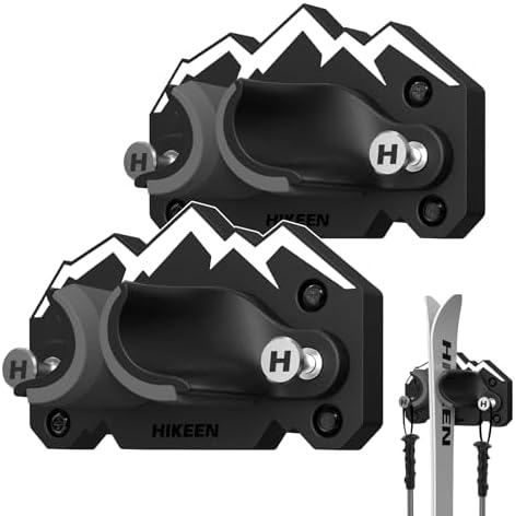 Hikeen Ski & Snowboard Wall Mount,Fits Any Ski or Snowboard, Ski Wall Rack Non-Slip Storage for Garage Organization,Space-Saving Winter Gear Organizer,2 Pack by Hikeen