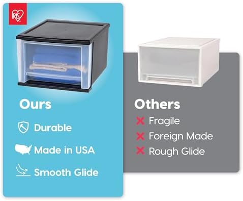 IRIS USA 4-Pack, 17 Qt. Medium Stacking Drawer Storage Organizer, Black - Image 4
