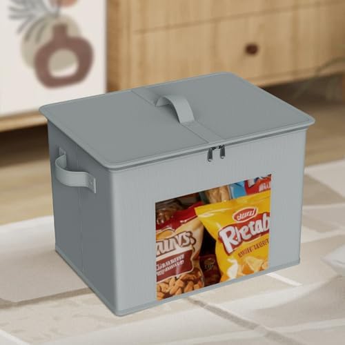 Zilink Fabric Storage Bins with Lid Closet Storage Bins, Light Grey, 4Pack - Image 4