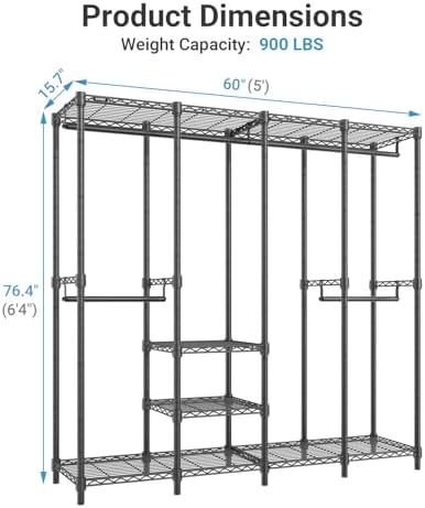 VIPEK V40C Medium Covered Clothes Rack, Freestanding Clothing Rack with Black Oxford Fabric Cover for Hanging Clothes, Adjustable Portable Closet Wardrobe for Bedroom & Walk-in Closet, Max Load 900LBS - Image 5