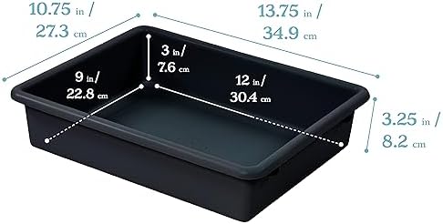 ECR4Kids Letter Size Plastic Tray Organizer with Lids, Small, Storage Bins, Black, 10-Piece - Image 2