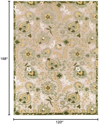 Nourison Home Aloha Ivory Green 10' x 14' Area Rug - Easy Clean, Non Shedding, Bed Room, Living Room, Dining Room, Kitchen (10' x 14') - Image 3