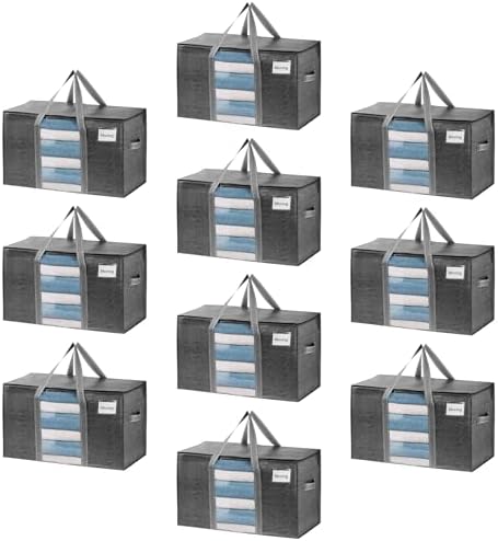 VENO 10 Pack Heavy Duty Moving Bags w/Clear Window,Extra Large Storage Bag by Veno