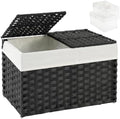 SETVSON Storage Basket with Lid PE Rattan Woven Storage Bins, 65L Black by SETVSON