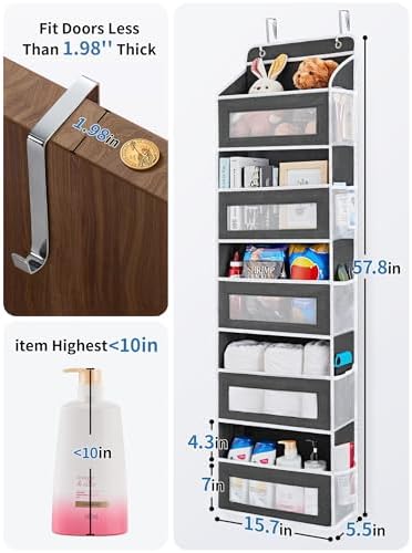 JARLINK Over the Door Organizer for Pantry, Bathroom, 5 Shelf Black, 2 Pack - Image 3