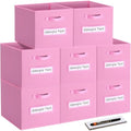 Fabric storage cubes (8 Pack) 13 Inch Cube Storage Bin, cube organizer bins with 8 Labels Window Cards & a Pen, Foldable cube organizer bins and Storage Box, Light Pink by Artsdi