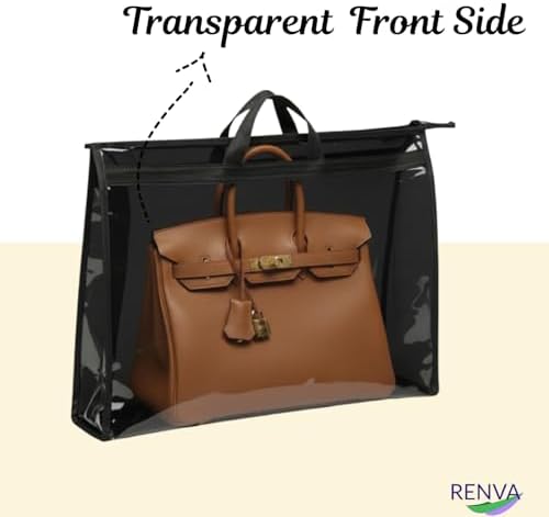 RENVA 4 PCS Foldable Hanging Handbag Organizer for Women | Transparent Purse Cover Storage Organizer for Wardrobe, Closet with Zipper Closure (Black, Purse Bag 4 Pcs) - Image 5
