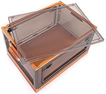 Best Home Fashion 2 packs LARGE Storage Bins Side Opening, Stackable Lid Collapsible, Foldable, Easy Tidy Up with Storage Box, Ideal for Home & Office Organization Storage Cube (Large, Orange) - Image 4