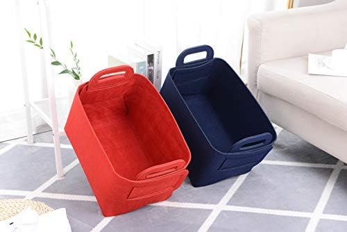 Storage Basket Felt Storage Bin Collapsible& Convenient Box Organizer with Carry Handles for Office Bedroom Closet Babies Nursery Toys Laundry (Navy Blue, 17.9inch（L）×12.2inch（W）×11.6inch（H）) - Image 6