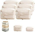 Comforter Storage Bag, Large Capacity Blanket Storage Bags 2-Layer Ultra Space Saving Self Compression Organizer, Heavy Duty Space Saver Organizer for Bedding, Clothes, Blanket, 6-Pack, Beige by Unknown
