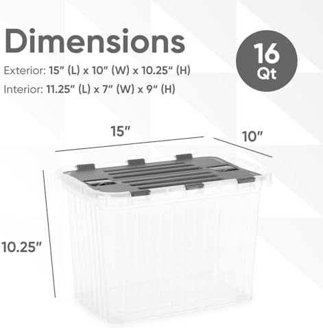 Superio Storage Bins with Lids, Clear Plastic Containers for Organizing, Stackable Totes, BPA Free, Odor Free, Organizer Boxes for Home, and Dorm, 17 Quart (4 Pack, 15"x10"x10.25") - Image 2