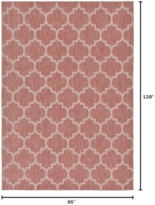 Unique Loom Outdoor Trellis Collection Area Rug (7' 1" x 10' Rectangle, Rust Red/ Ivory) - Image 2
