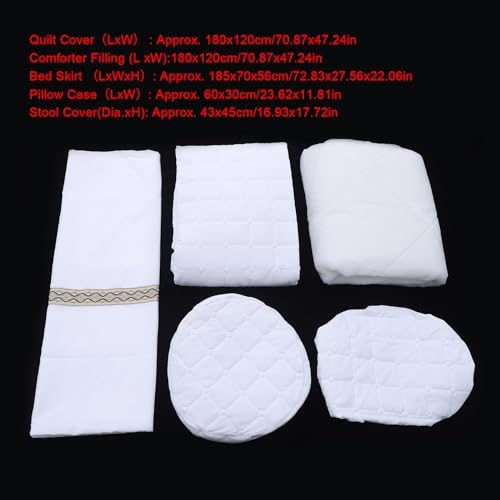 White Sheet Set Bedding Bed Sheets Kit Solid Quilt Cover/Massage Bed Skirt/Pillow Case/Stool Cover/Quilt Filling/Plastic Storage Bag for Foot Wash Shops, Massage Shops, Beauty Salons, Hotels - Image 2