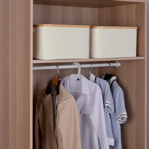 efluky Storage Baskets for Organizing, Fabric Storage Bins with Bamboo Handles, Collapsible Storage Baskets for Shelves and Closet (Beige, 16.2'' x 13'' x 9.1'') - Image 2