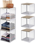 AceOrbit 3 Pcs Widened Stackable Closet Organizers and Storage with Wood Foldable Top Metal Cube Closet Shelf DIY Space Saving Linen Clothes Shoe Bed Sheet Bin for Wardrobe Bedroom(12"x12"x12", Light) by Unknown