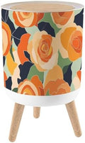Trash Can with Lid Artistic Seamless Abstract Flowers Creative Collage Contemporary Small Garbage Can with Legs Waste Bin Press Cover Wastebasket for Kitchen Bathroom Living Room 7L/1.8 Gallon by Unknown