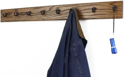 PegandRail Oak Wall Mounted Coat Rack with Aged Bronze Singular Style Hooks 4.5" Ultra Wide (Walnut, 36" x 4.5" with 7 Hooks) - Image 2