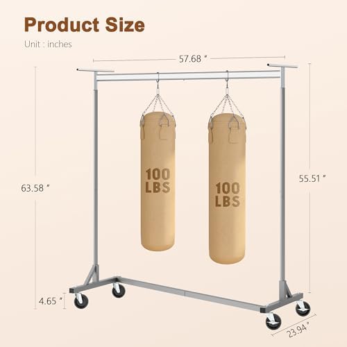 Hoctieon Z Clothes Rack with Cover, Metal Heavy Duty Clothing Rack, Rolling Garment Rack with Wheels, with Dustproof Cover Waterproof Protector, with 2 Durable Zippers, for Hanging Clothes, Grey - Image 6