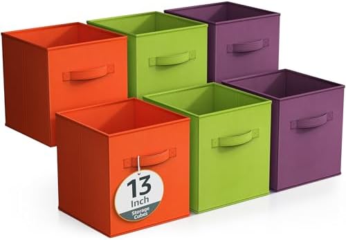 Sorbus 6-Pack Fabric Storage Cubes (13 Inch, Multi - Purple Green Orange) by Sorbus