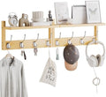 STELLSTAR Coat Rack with Shelf, 2 Pack Bamboo Wall-Mounted Coat Hanger with 8 Hooks for Entryway, Hallway, Kitchen, Bathroom, Living Room, Utility Room (Natural) by STELLSTAR