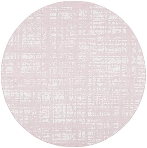 SAFAVIEH Washable Rug Outdoor Courtyard Collection - 6'7" Round, Pink & Ivory, Non-Shedding & Easy Cleaning, Ideal for Patio, Backyard, Mudroom (CY8451-56221) - Image 2