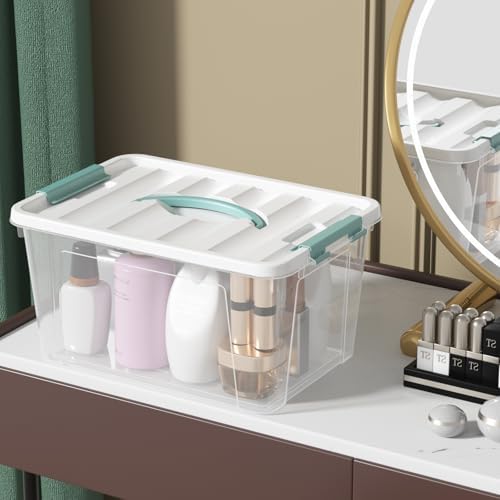 Readsky 4 Packs Clear Storage Latch Box Plastic, 14 Quart Plastic Storage Bin with Lid and Handle, Stackable Container Organizers for Home, Office, Craft, Snacks, and Medicine - Image 6
