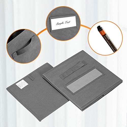 11 Inch Storage Cube,Storage bin (Set of 10) Foldable Fabric Cube Storage Bins with 10 Labels Window Cards & a Pen,Baskets Containers for Shelves,Closet Organizers Box for Home & Office,Gray - Image 2
