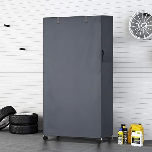 Waterproof Shelf Cover,600D Heavy Duty Dustproof Storage Wire Rack Covers,Outdoor Shelving Covers for Wire Shelves with Zipper 36''x24''x72'',Grey. - Image 2