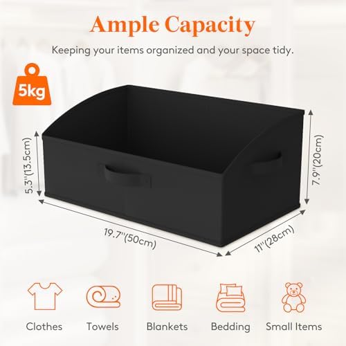 Lifewit Trapezoid Closet Storage Bin for Shelf, 6 Packs 23L, Black - Image 2