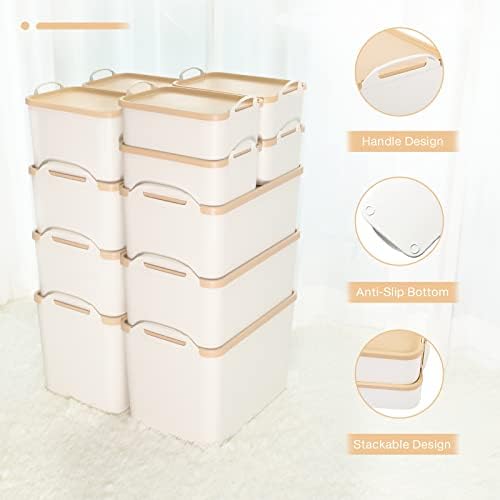 ANMINY White Plastic Storage Bins Baskets with Lids, 12-Pack, 2XL+4L+2M+4S - Image 6