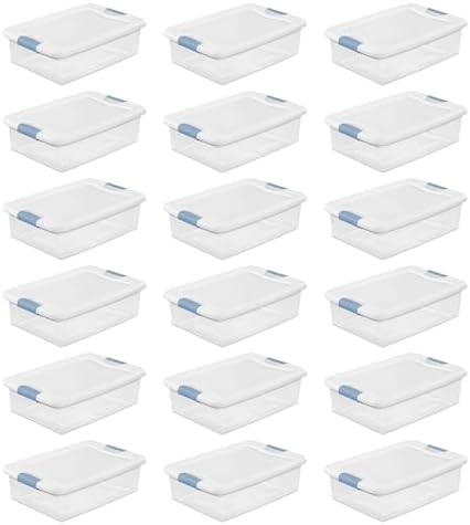 Sterilite Latching Box with Lids for Home and Office, 32 Quart, 18-Pack by Sterilite