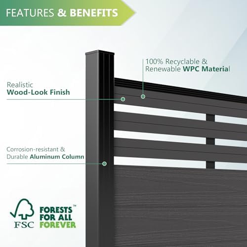6x6 FT Wood Composite Privacy Fence Panel,Semi-Enclosed Outdoor AC Unit Cover,Trash Can Barrier | Weatherproof, Easy Installation, Durable Composite Fencing (Silver Gray with 2 Posts) - Image 4