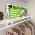 EZ SHELF Closet Shelf with Hanging Rod - 28-48” Expandable, White, Closet Shelves - Strong, Holds 200 lbs - DIY, Easy Install to 2 Side Walls - Alternative to Wire Shelving by EZSHELF