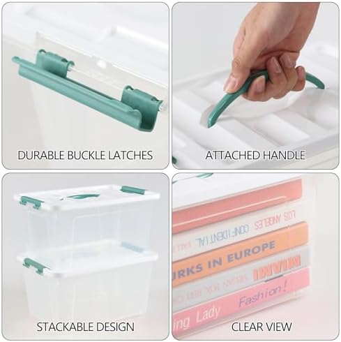 6-Pack 14 Quart Storage Latch Box/Bins, Stackable Box with Handle - Image 3