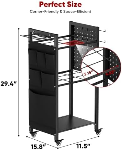 Wrapping Paper Storage Organizer with Wheels & Bag Storage, Black - Image 7