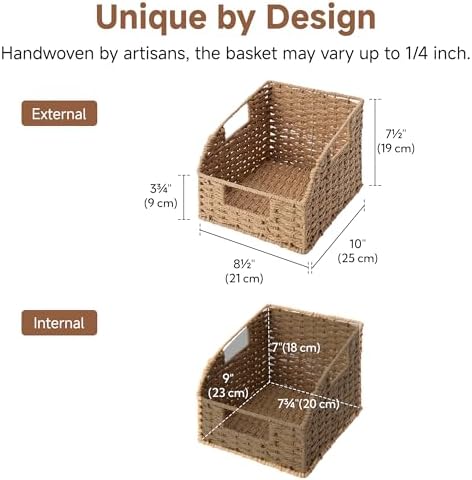 StorageWorks Wicker Baskets for Organizing, Book Baskets, Orange, 2-Pack - Image 2
