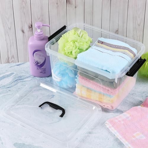 12 Quart Clear Plastic Storage Latch Bins with Handle, 6 Packs - Image 2