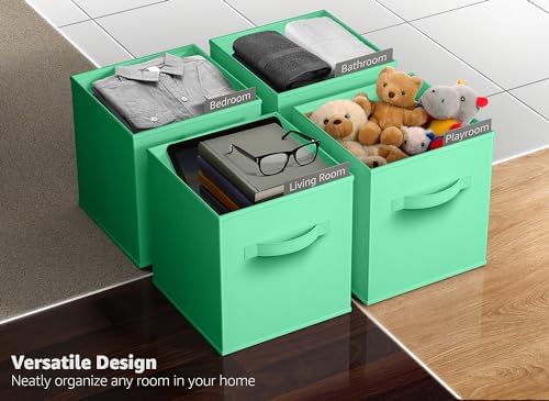 Sorbus Fabric Storage Cubes, 8 Pack, with Handles (13 Inch, Teal) - Image 5