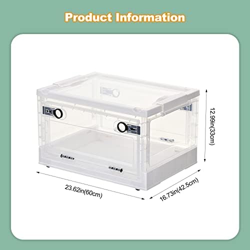 Ergocar Foldable Storage Boxes, Large Plastic Storage Boxes with Lid, Stackable Organiser, Wardrobe Storage Organiser, Grocery Storage, for Bedroom, Wardrobe, Office, Garage - Image 7