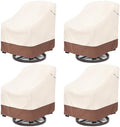 Patio Swivel Chair Cover 4 Pack,Waterproof Heavy Duty Outdoor Chair Covers,Outdoor Swivel Chair Cover for Patio Furniture Covers(30 W x 34 D x 38.5 H inches),Beige & Brown by Okcool