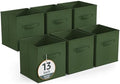 Sorbus Fabric Storage Cubes, 6-Pack Foldable Bins (13 Inch, Dark Green) by Sorbus