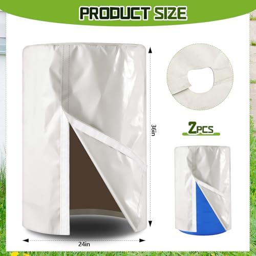 2 Piece 55 Gallon Drum Cover 24 x 36 Inch 55 Gallon Water Barrel Covers Outdoor Waterproof Rain Snow Water Storage Bucket Lid Protective Hook/loop Closure Anti Dust - Image 2