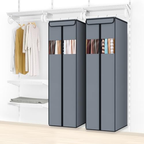 Zilink Extra Long Garment Bags for Gowns 65" Gown Bags for Long Dress with Clear Window Space Saving Formal Dress Bag for Long Dresses, Winter Coat, Trousers, Fur, Grey, 2-Pack - Image 6