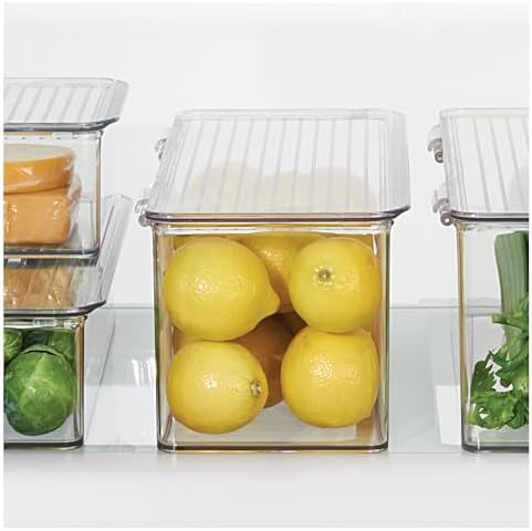 iDesign Plastic Stackable Hinged-Lid Storage Box, Set of 3, Clear - Image 7