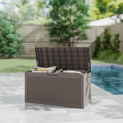 LAUSAINT HOME 320 Gallon Outdoor Storage Box, Package Delivery Box with Lockable Lid, Deck Box Outdoor Waterproof For Garden Tools, Patio Cushions(320 Gallon,Grey) - Image 6