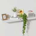 Axeman Floating Shelves, 8 Inch Deep Rustic Solid Wood Wall Shelves for Storage, Wall Mounted Display Shelving with Invisible Heavy-Duty Metal Bracket, 36" W x 8" D x 1.6" H, Distressed White by Axeman