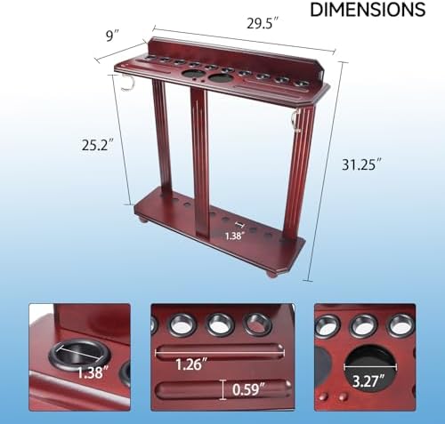 GSE Floor Stand Billiard Pool Cue Racks Only, Hold 10 Cues, Mahogany - Image 5