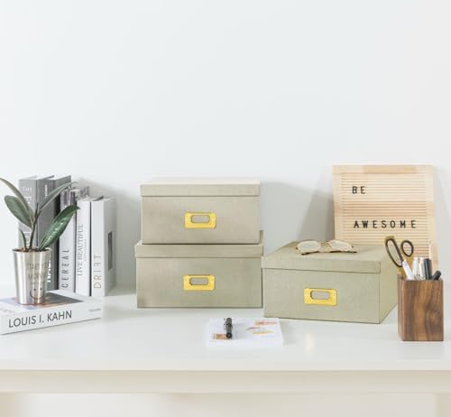 Soul & Lane - Light Gray Decorative Storage Boxes with Lids, Set of 3 - Image 5
